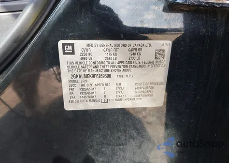 2015 GMC Terrain Sle-1 from USA, damaged, VIN 2GKALMEK9F6269390
